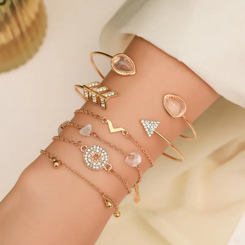 Wholesale Geometric Map Beads Shell Tassel Alloy Bracelet