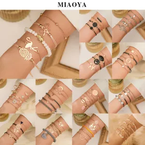 Wholesale Geometric Map Beads Shell Tassel Alloy Bracelet