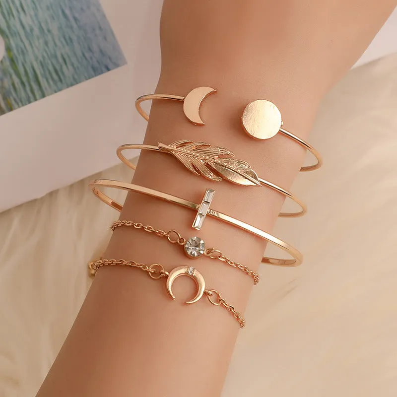 Wholesale Geometric Map Beads Shell Tassel Alloy Bracelet