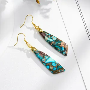 Wholesale Geometric Natural Stone Colorblock Vintage Earrings