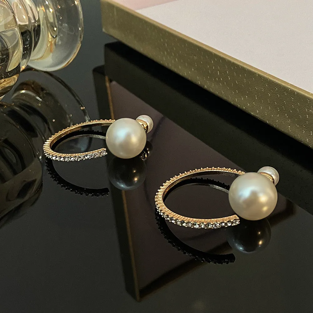 Wholesale Geometric Pearl Studded Diamond Alloy Earrings