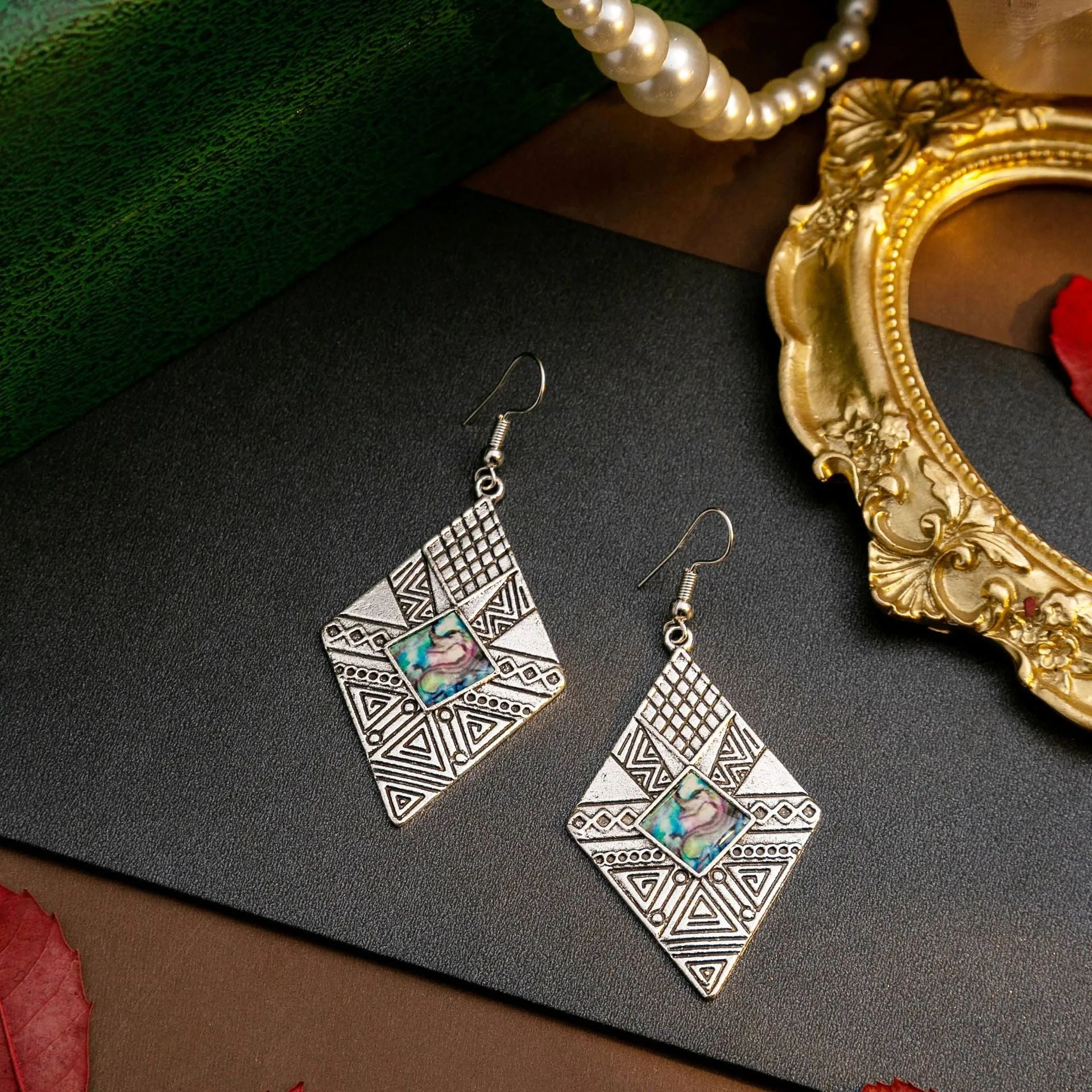 Wholesale Geometric Quadrilateral Alloy Earrings