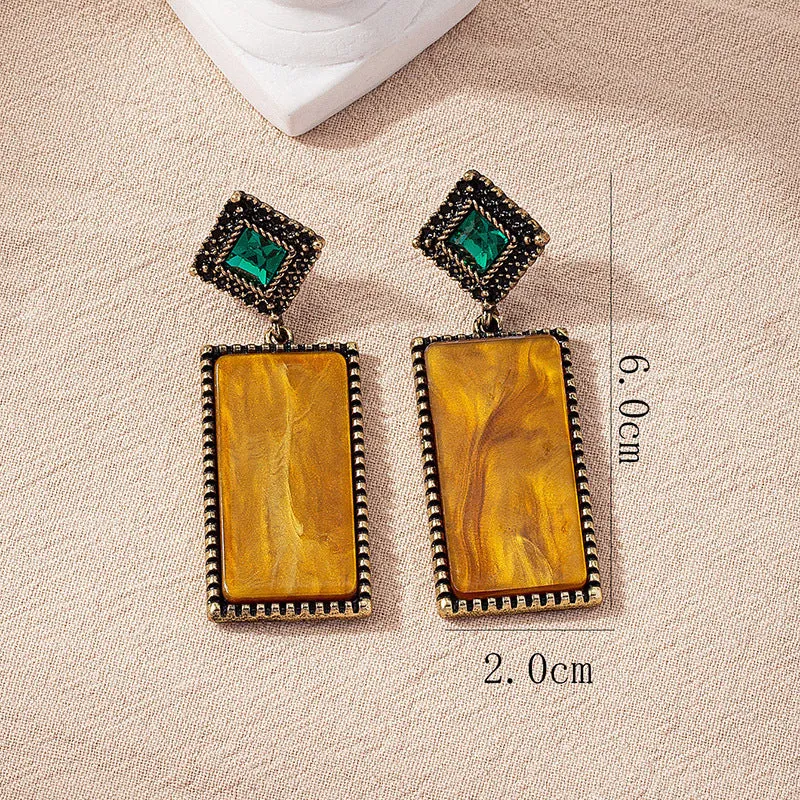 Wholesale Geometric Rectangular Acetate Sheet Retro Dark Style Earrings