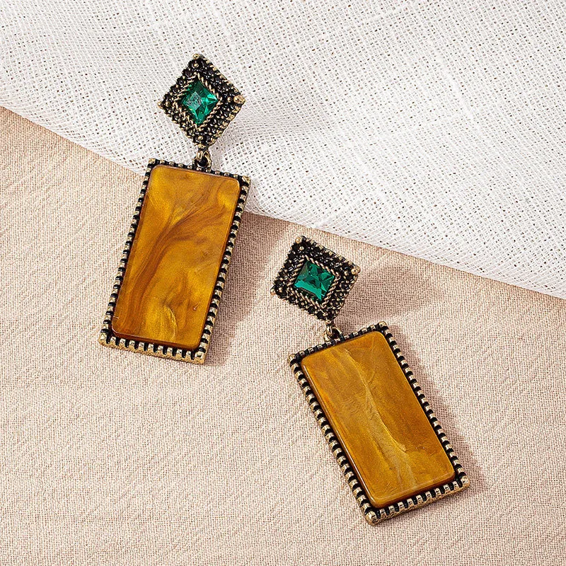 Wholesale Geometric Rectangular Acetate Sheet Retro Dark Style Earrings