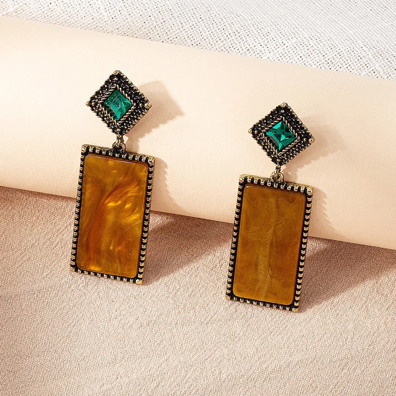 Wholesale Geometric Rectangular Acetate Sheet Retro Dark Style Earrings