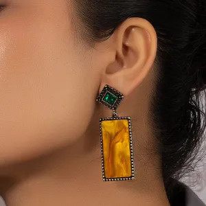 Wholesale Geometric Rectangular Acetate Sheet Retro Dark Style Earrings