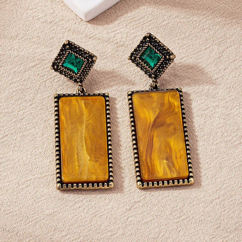 Wholesale Geometric Rectangular Acetate Sheet Retro Dark Style Earrings