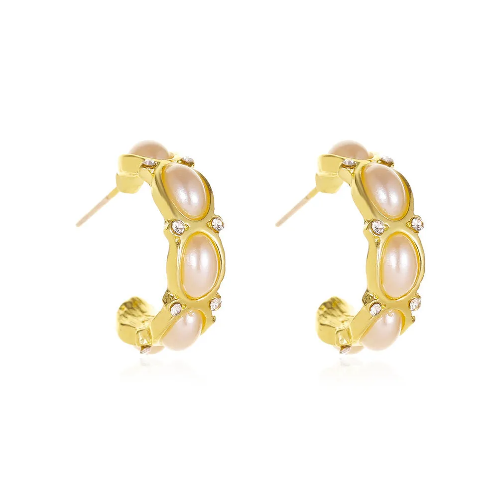 Wholesale Geometric Ring C-shaped Bamboo Irregular Alloy Earrings