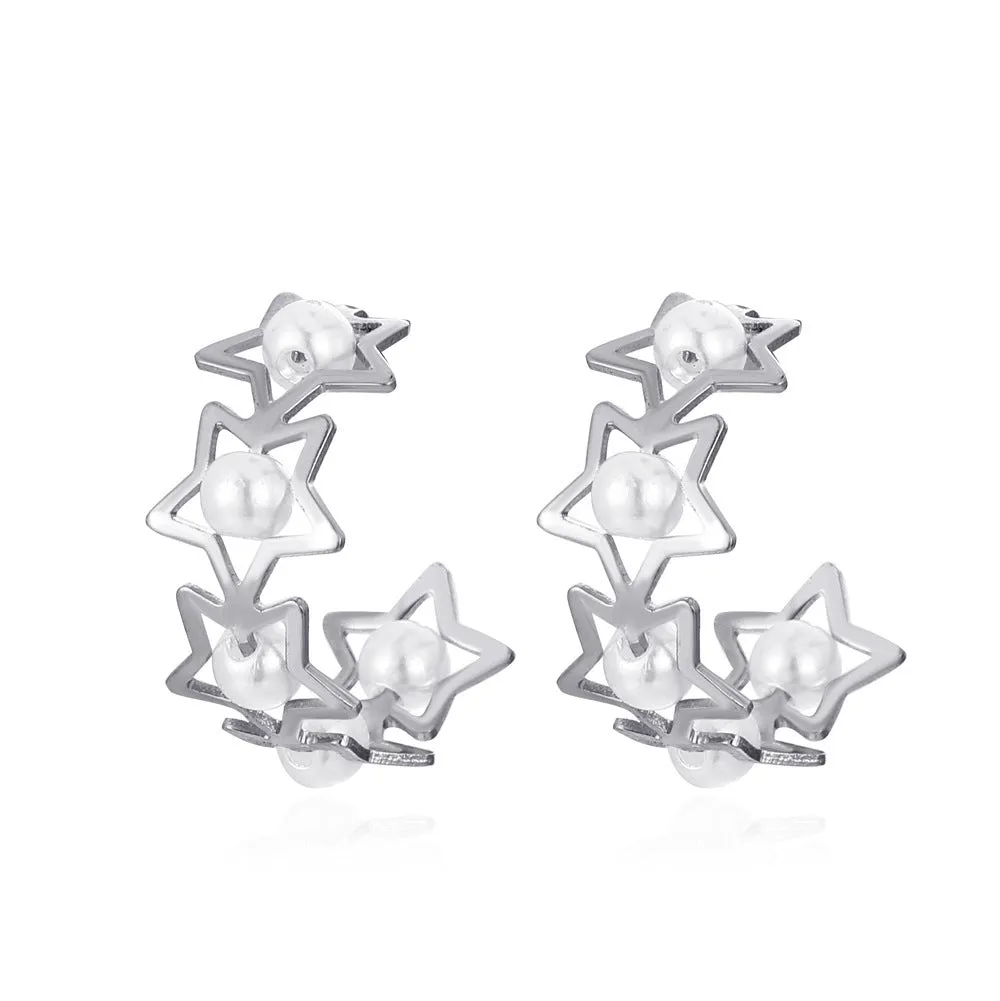 Wholesale Geometric Ring C-shaped Bamboo Irregular Alloy Earrings