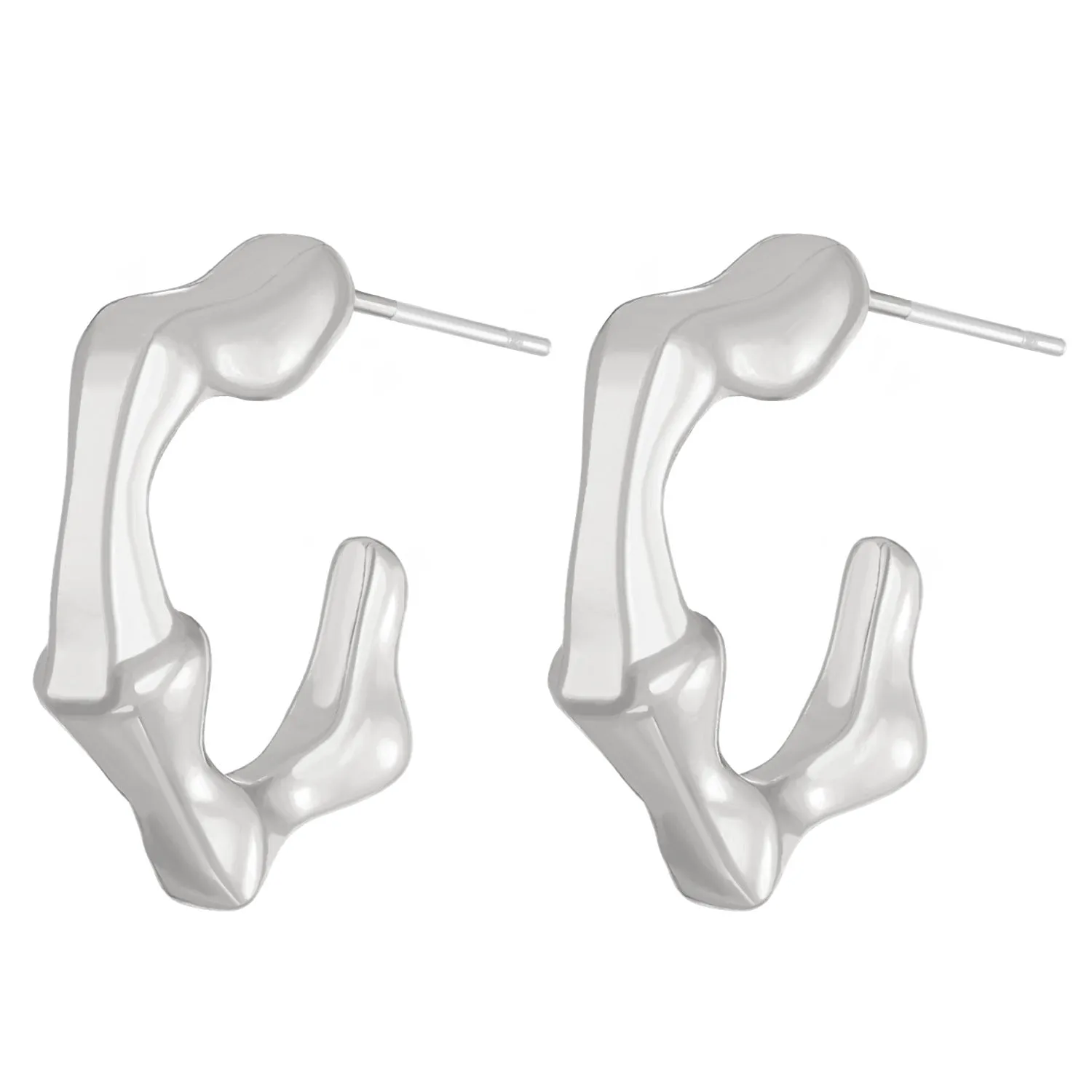 Wholesale Geometric Ring C-shaped Bamboo Irregular Alloy Earrings