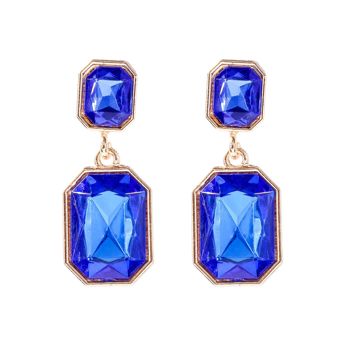 Wholesale Geometric Square Earrings with Alloy Diamond Inlaid Glass Stone Earrings