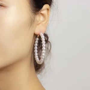 Wholesale Geometric Surround Large Circle Pearl Earrings