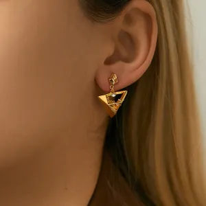 Wholesale Geometric Triangle Design Gold Plated Earrings