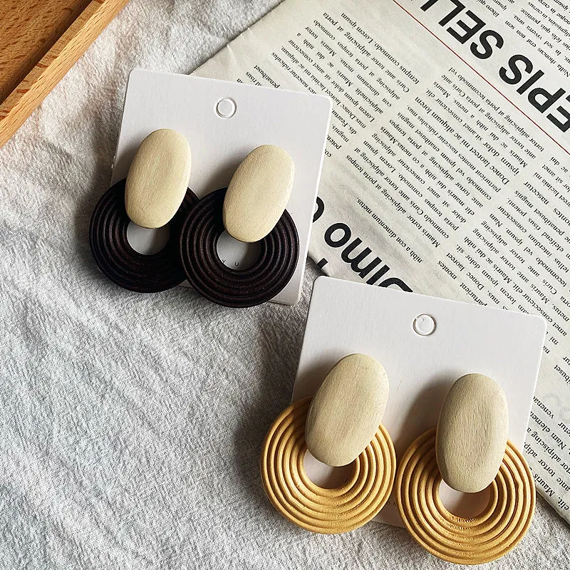 Wholesale Geometric Wooden Vintage Hoop Earrings