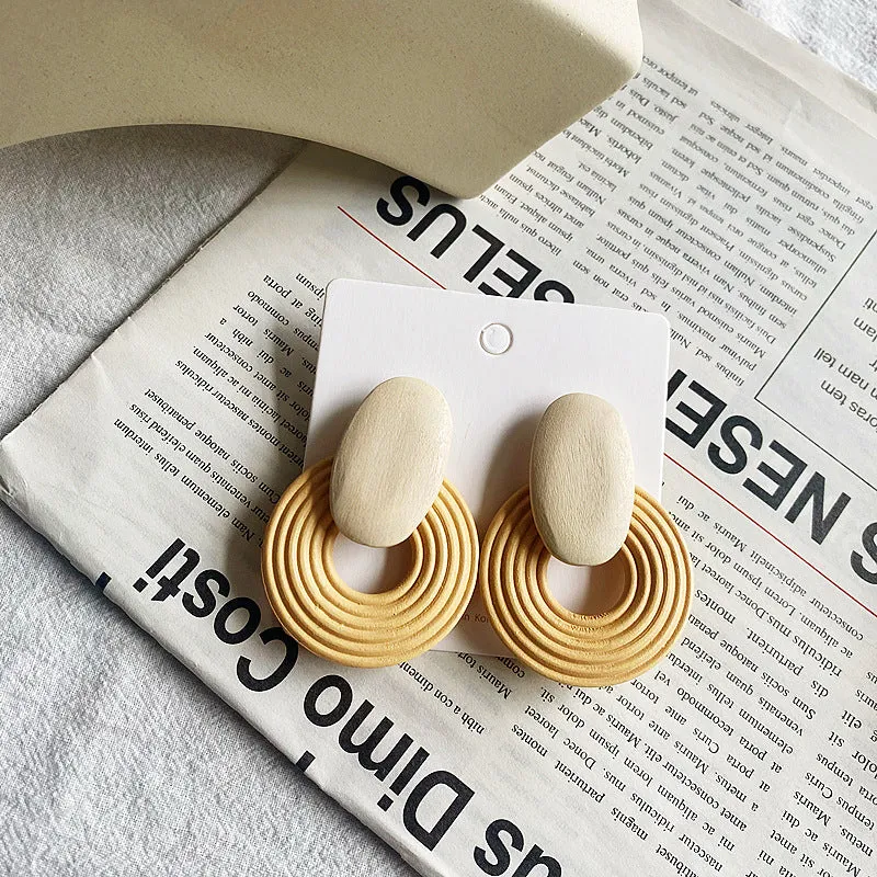 Wholesale Geometric Wooden Vintage Hoop Earrings