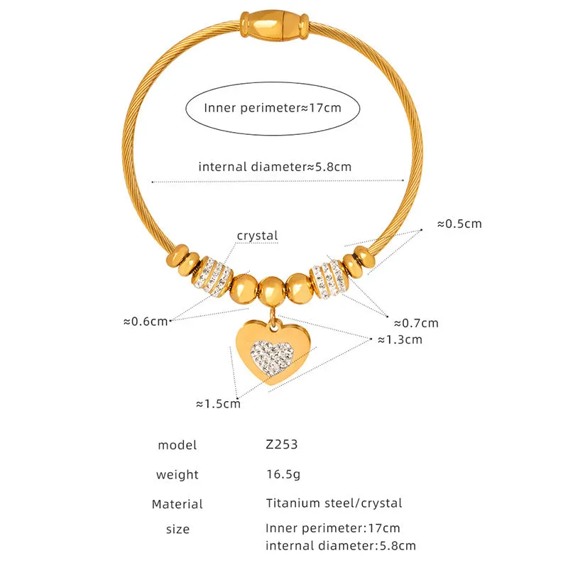Wholesale Geometric Zircon Butterfly Love Titanium Steel Bracelet
