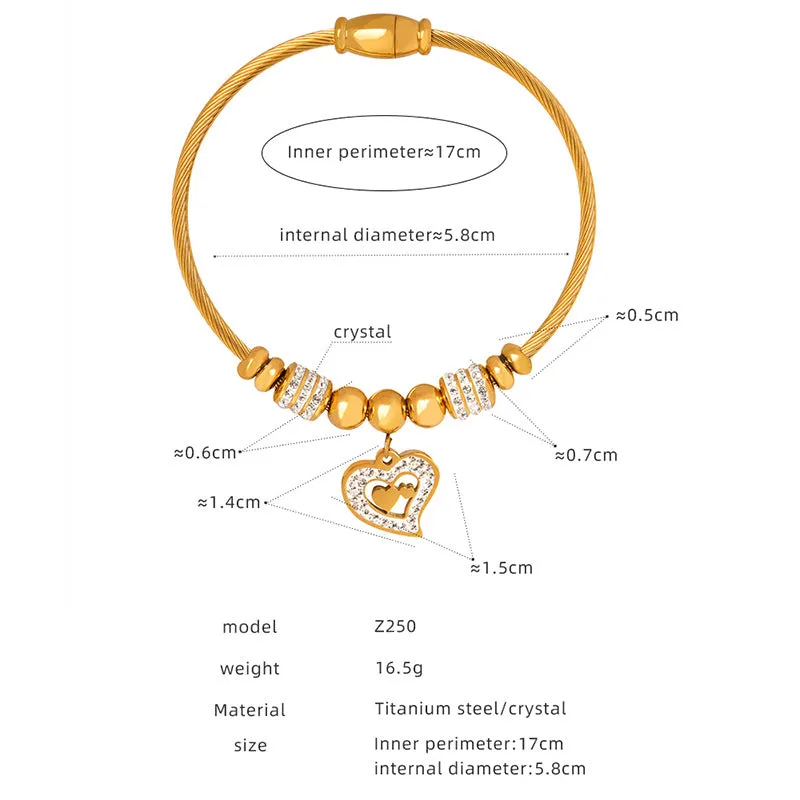 Wholesale Geometric Zircon Butterfly Love Titanium Steel Bracelet