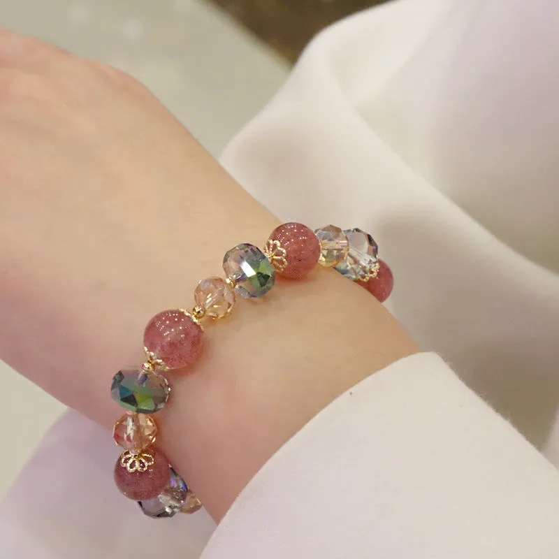 Wholesale Glass imitation strawberry crystal beaded bracelet