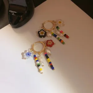 Wholesale Glazed Flower Freshwater Pearl Earrings