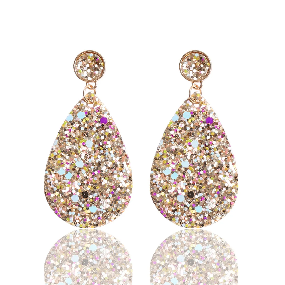 Wholesale Glitter Leather PU Drop Shape Earrings