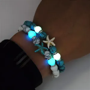 Wholesale Glow Starfish Boho Turquoise Luminous Bracelet