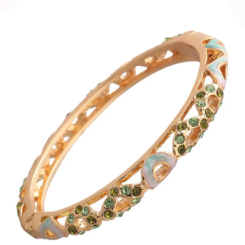 Wholesale Gold-plated Ethnic Style Diamond Bracelet Enamel Open  Accessories