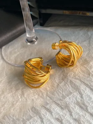 Wholesale Gold-plated hollow winding C-shaped circle retro high-end Earrings