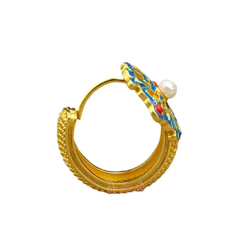Wholesale Gold-plated inlaid vintage pearl earrings for mother's birthday gift