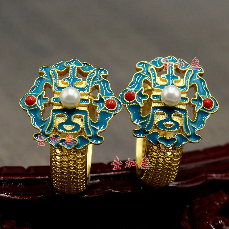 Wholesale Gold-plated inlaid vintage pearl earrings for mother's birthday gift