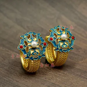 Wholesale Gold-plated inlaid vintage pearl earrings for mother's birthday gift