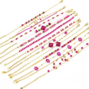 Wholesale Gold Plated Stainless Steel Freshwater Natural Stone Bracelet