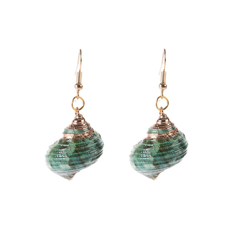 Wholesale Gold-rimmed Ocean Style Conch Seashell Earrings