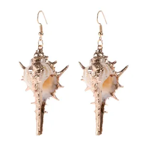 Wholesale Gold-rimmed Ocean Style Conch Seashell Earrings