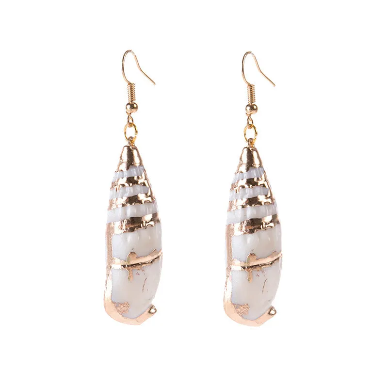 Wholesale Gold-rimmed Ocean Style Conch Seashell Earrings