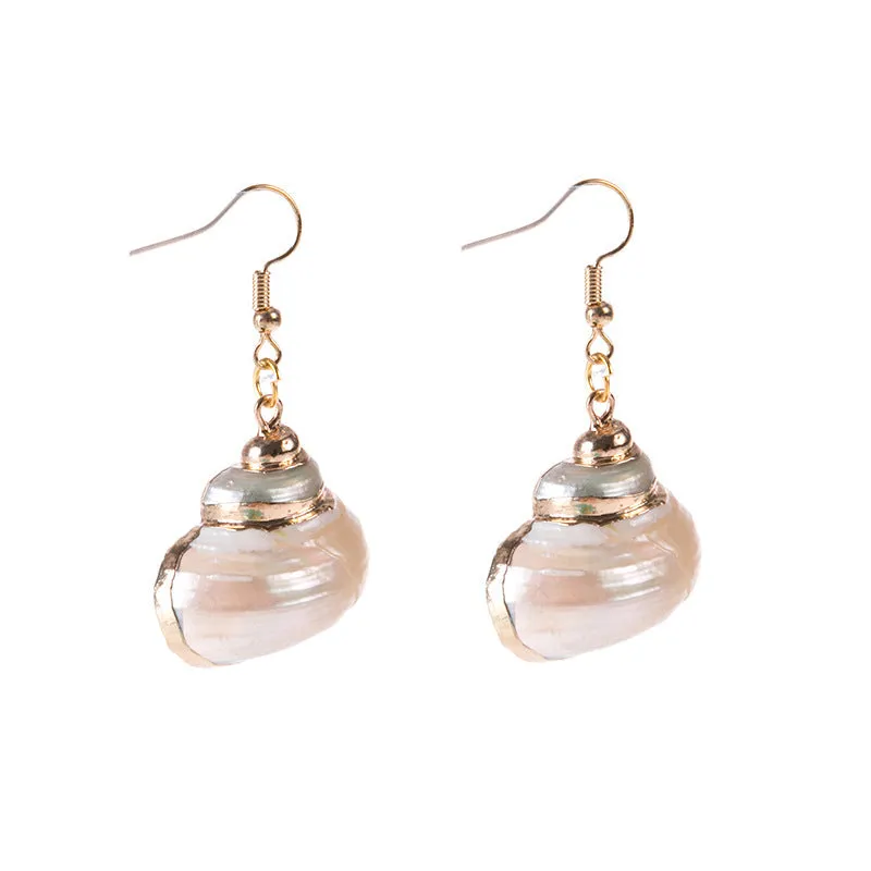Wholesale Gold-rimmed Ocean Style Conch Seashell Earrings