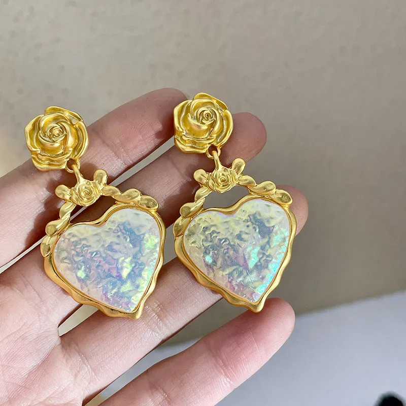 Wholesale Gold Rose Love Alloy Earrings