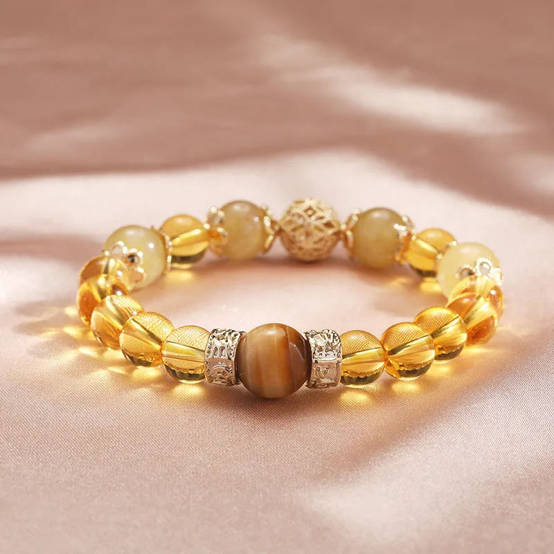 Wholesale Golden Rutilated Quartz Citrine Vintage Natural Crystal Bracelet