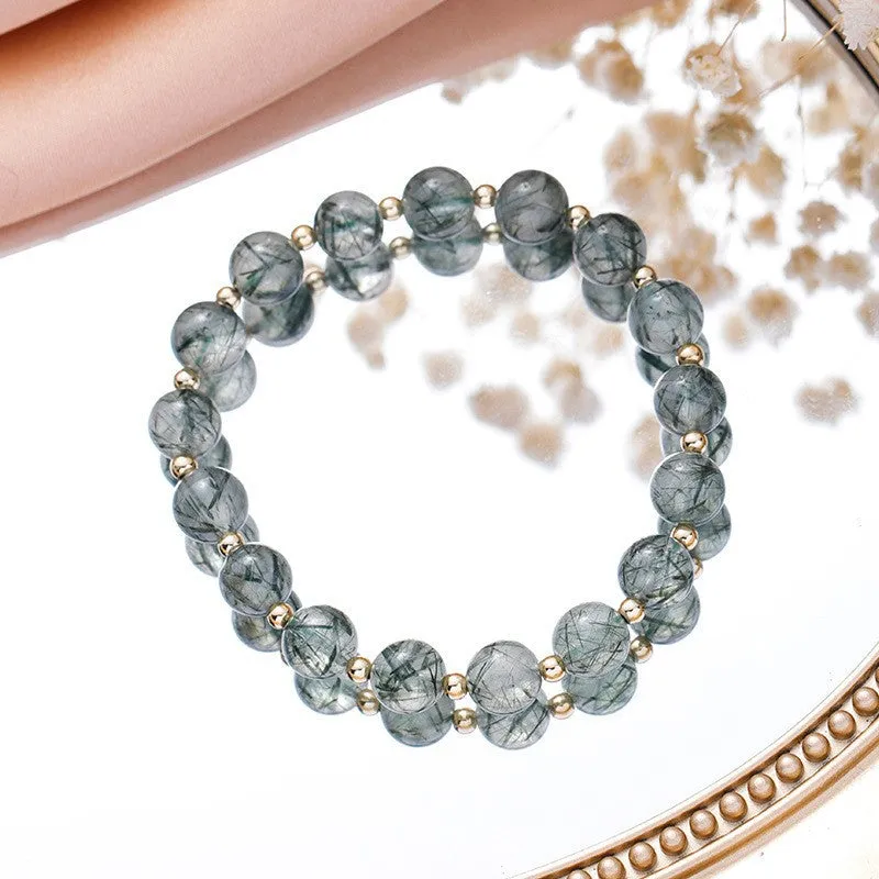 Wholesale Golden Rutilated Quartz Citrine Vintage Natural Crystal Bracelet