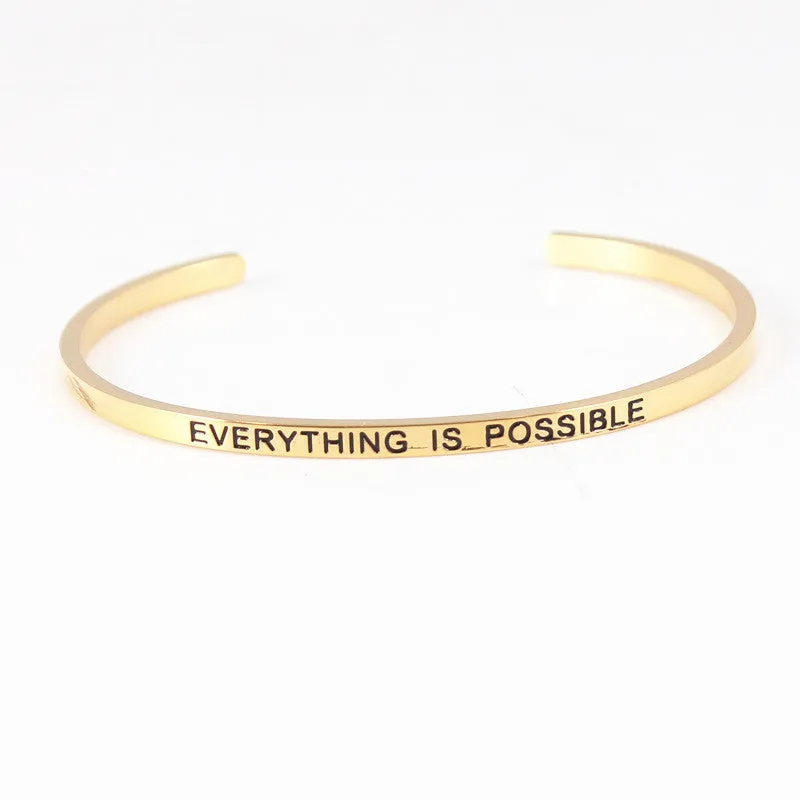 Wholesale Golden Titanium Steel Opening C-shaped Lettering Stainless Steel Couple Bracelet