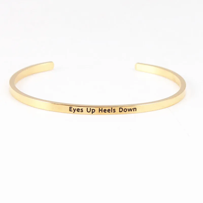 Wholesale Golden Titanium Steel Opening C-shaped Lettering Stainless Steel Couple Bracelet