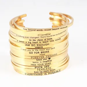 Wholesale Golden Titanium Steel Opening C-shaped Lettering Stainless Steel Couple Bracelet