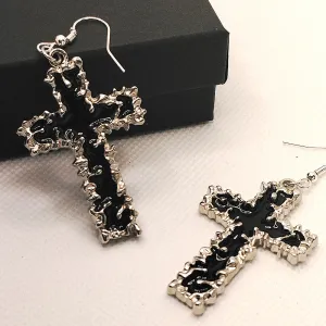 Wholesale Goth Oil Drop Cross Alloy Earrings
