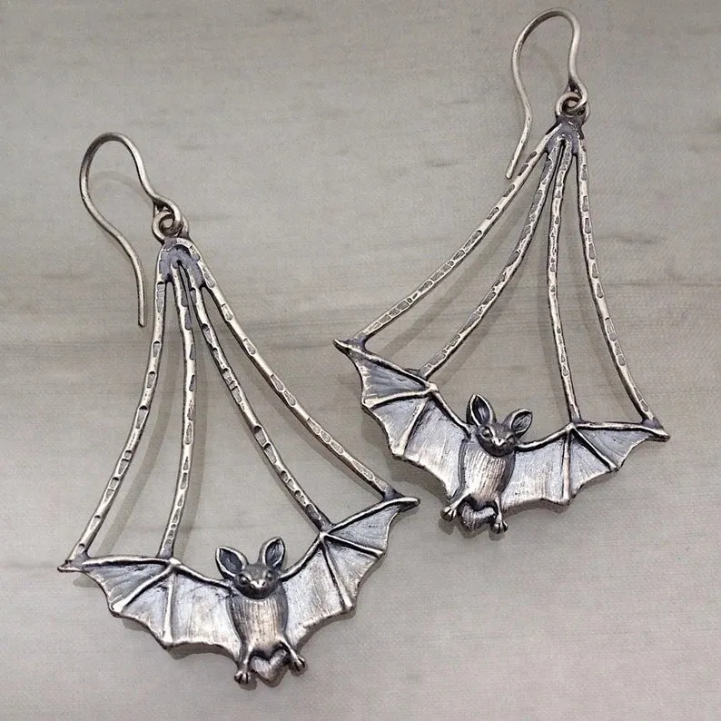 Wholesale Goth Theme Vintage Temperament Fashion Bat  Alloy Earrings