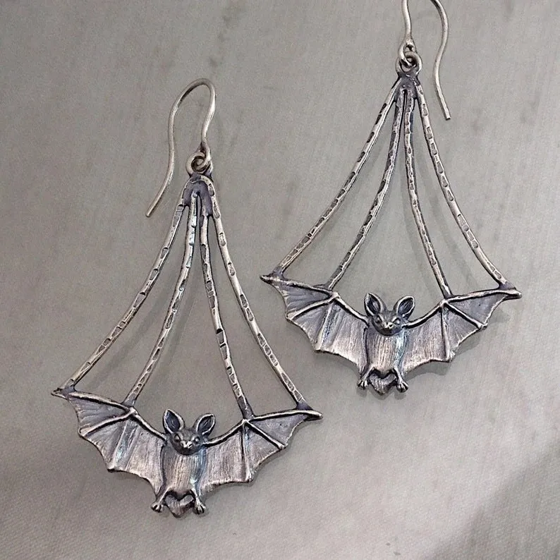 Wholesale Goth Theme Vintage Temperament Fashion Bat  Alloy Earrings