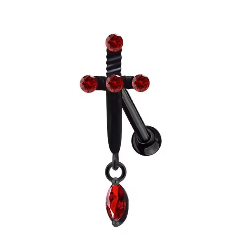 Wholesale Gothic Cross Water Drop Zircon Stainless Steel Earrings