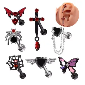 Wholesale Gothic Cross Water Drop Zircon Stainless Steel Earrings