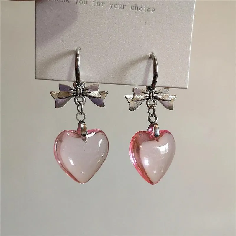 Wholesale Gothic Dark Bow Heart Earrings