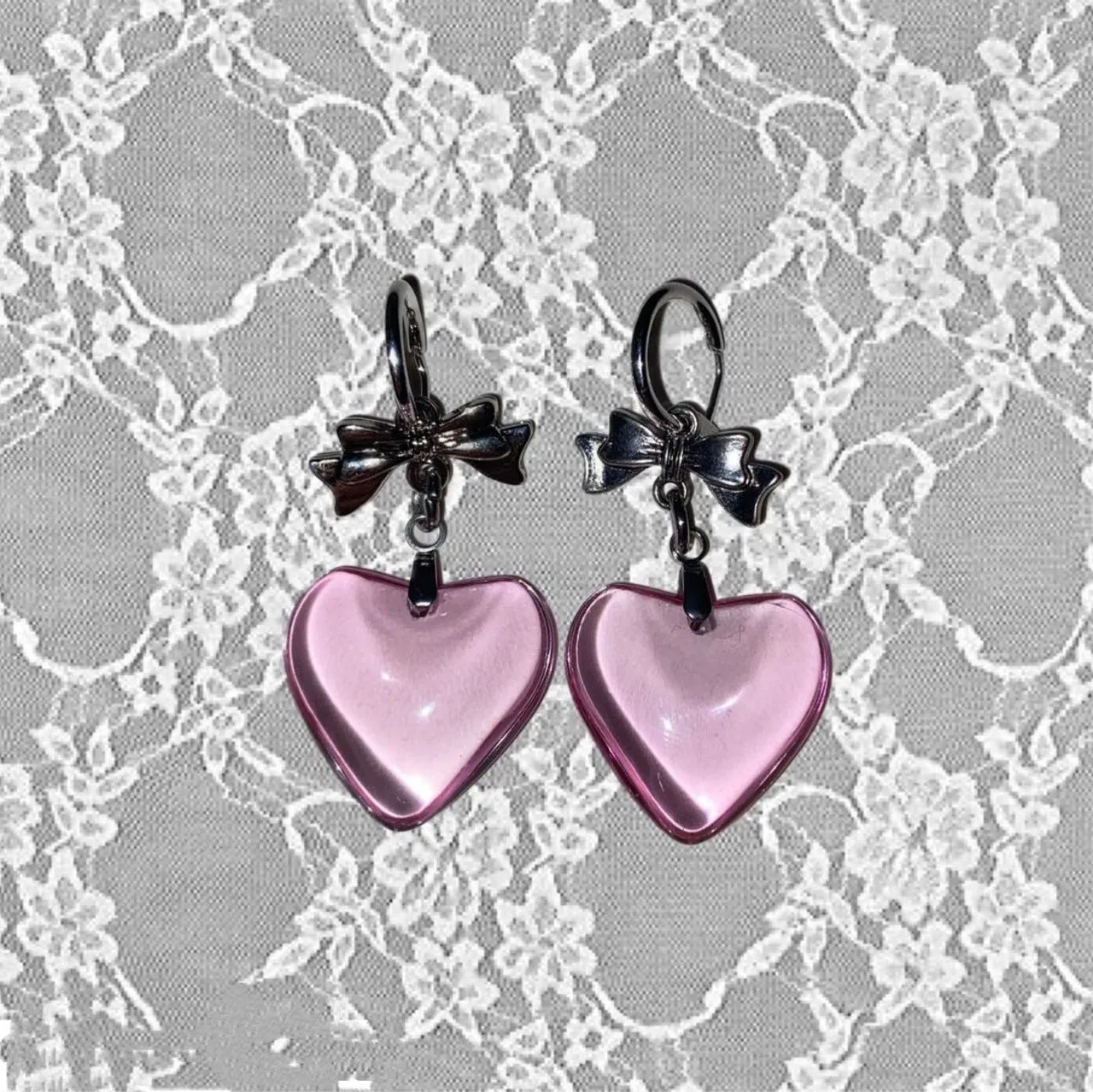 Wholesale Gothic Dark Bow Heart Earrings
