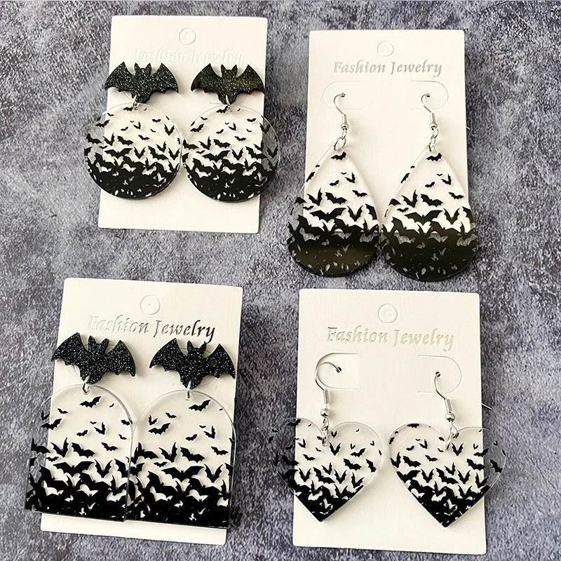 Wholesale Gothic Halloween Bat Acrylic Clear Earrings