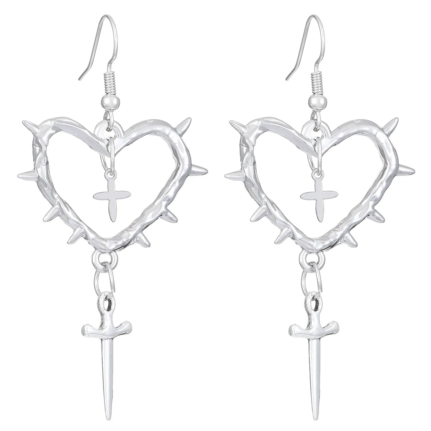 Wholesale Gothic handmade thorn heart-shaped cross water drop punk pendant